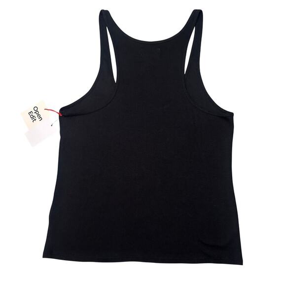 Open Edit Black Ribbed Racerback Tank Top Large Pima Cotton NWT - Picture 2 of 4